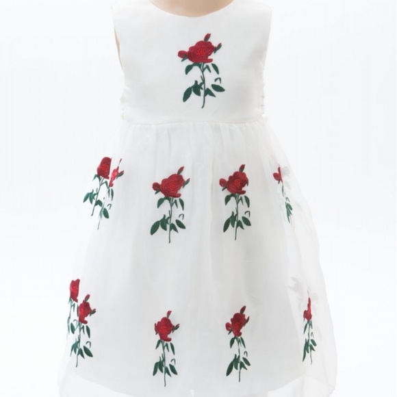 Tatyana Lil Bella Vintage FitnFlare Taffeta Dress w Red Embroidered Roses - Picture 4 of 5